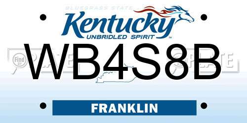 WB4S8B Kentucky License Plate