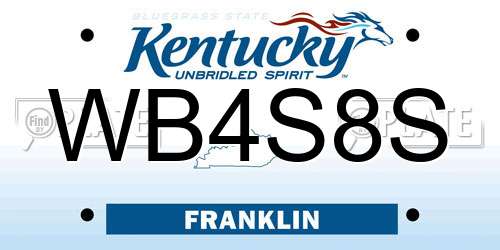 WB4S8S Kentucky License Plate