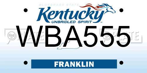 WBA555 Kentucky License Plate