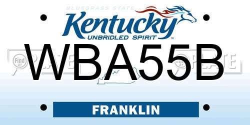 WBA55B Kentucky License Plate