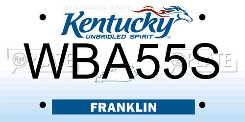 WBA55S Kentucky License Plate