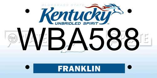 WBA588 Kentucky License Plate