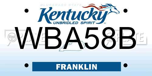 WBA58B Kentucky License Plate