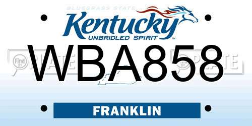 WBA858 Kentucky License Plate