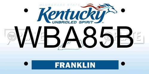 WBA85B Kentucky License Plate