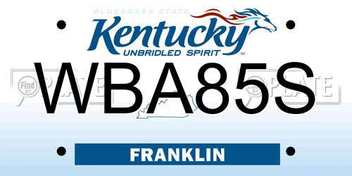WBA85S Kentucky License Plate