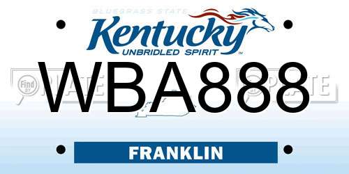 WBA888 Kentucky License Plate