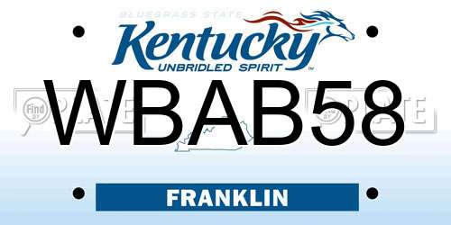 WBAB58 Kentucky License Plate