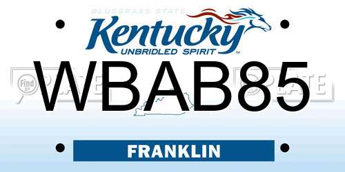 WBAB85 Kentucky License Plate