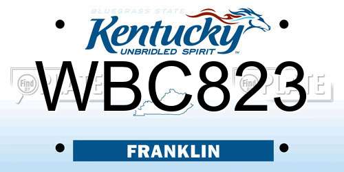 WBC823 Kentucky License Plate