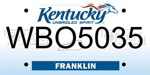 WBO5035 Kentucky License Plate