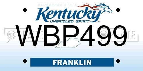 WBP499 Kentucky License Plate