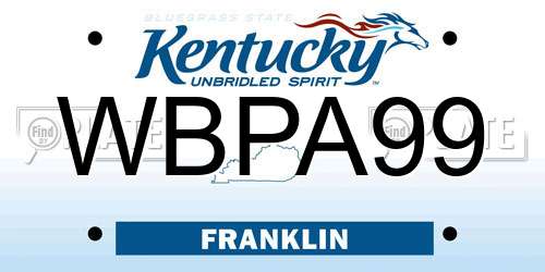 WBPA99 Kentucky License Plate