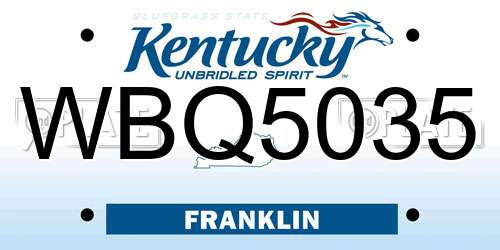 WBQ5035 Kentucky License Plate