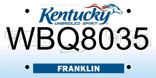 WBQ8035 Kentucky License Plate