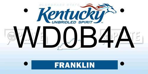 WD0B4A Kentucky License Plate