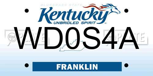 WD0S4A Kentucky License Plate