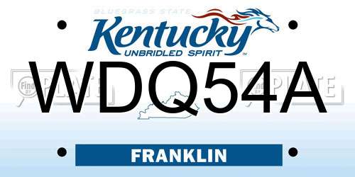 WDQ54A Kentucky License Plate
