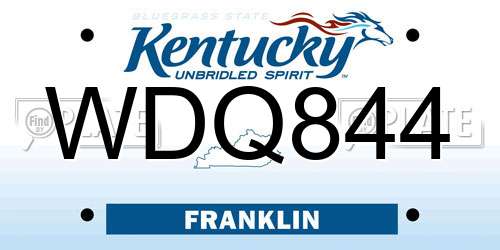 WDQ844 Kentucky License Plate