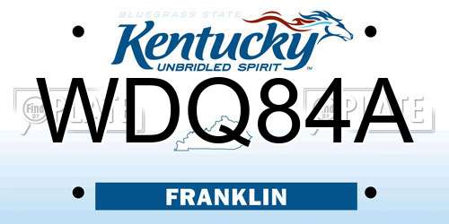 WDQ84A Kentucky License Plate