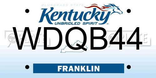 WDQB44 Kentucky License Plate