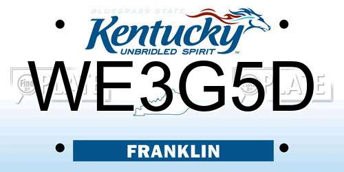 WE3G5D Kentucky License Plate