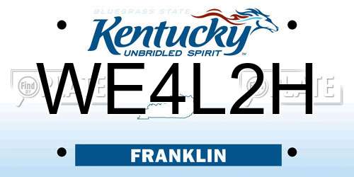 WE4L2H Kentucky License Plate