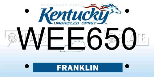 WEE650 Kentucky License Plate