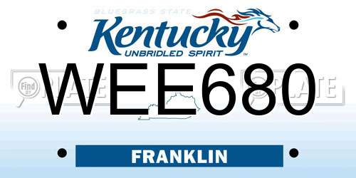 WEE680 Kentucky License Plate