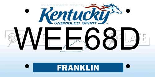 WEE68D Kentucky License Plate