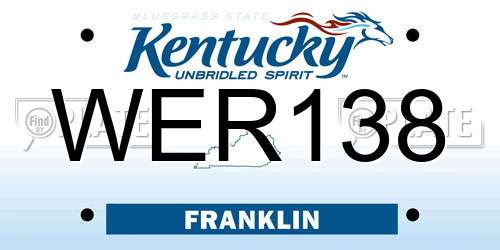 WER138 Kentucky License Plate