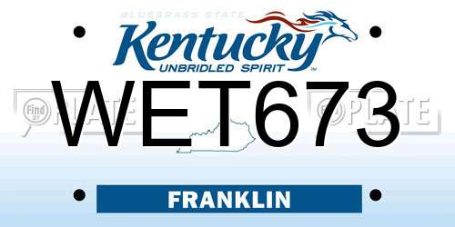 WET673 Kentucky License Plate