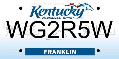 WG2R5W Kentucky License Plate