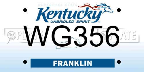 WG356 Kentucky License Plate