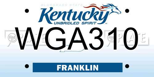 WGA310 Kentucky License Plate