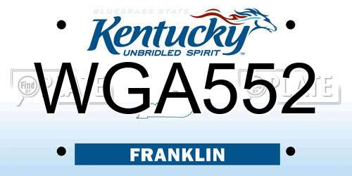 WGA552 Kentucky License Plate