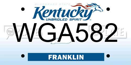 WGA582 Kentucky License Plate