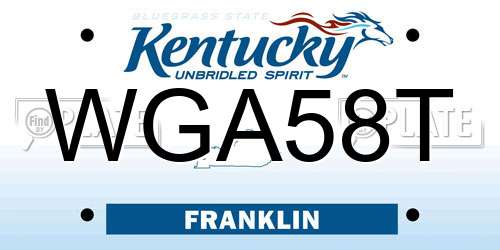 WGA58T Kentucky License Plate