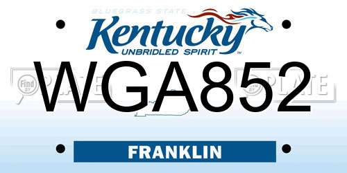 WGA852 Kentucky License Plate