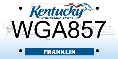 WGA857 Kentucky License Plate