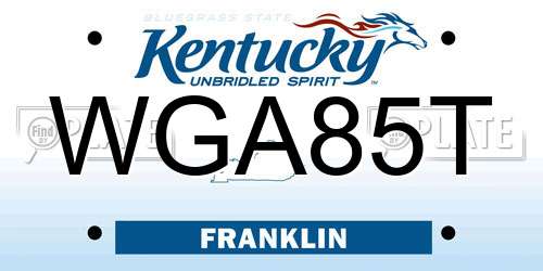 WGA85T Kentucky License Plate