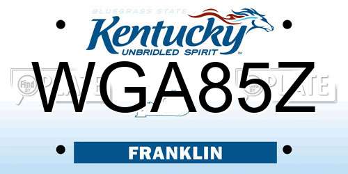 WGA85Z Kentucky License Plate
