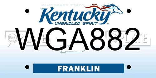 WGA882 Kentucky License Plate