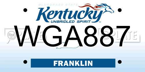 WGA887 Kentucky License Plate