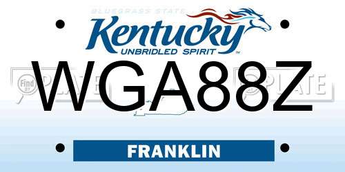 WGA88Z Kentucky License Plate