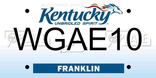 WGAE10 Kentucky License Plate