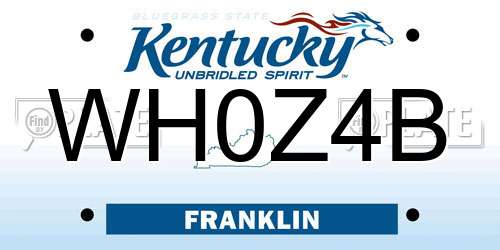WH0Z4B Kentucky License Plate