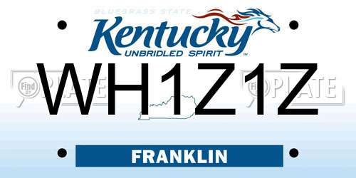 WH1Z1Z Kentucky License Plate