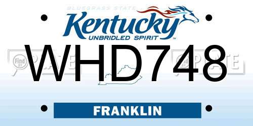 WHD748 Kentucky License Plate