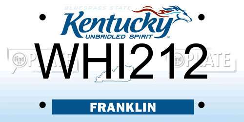 WHI212 Kentucky License Plate